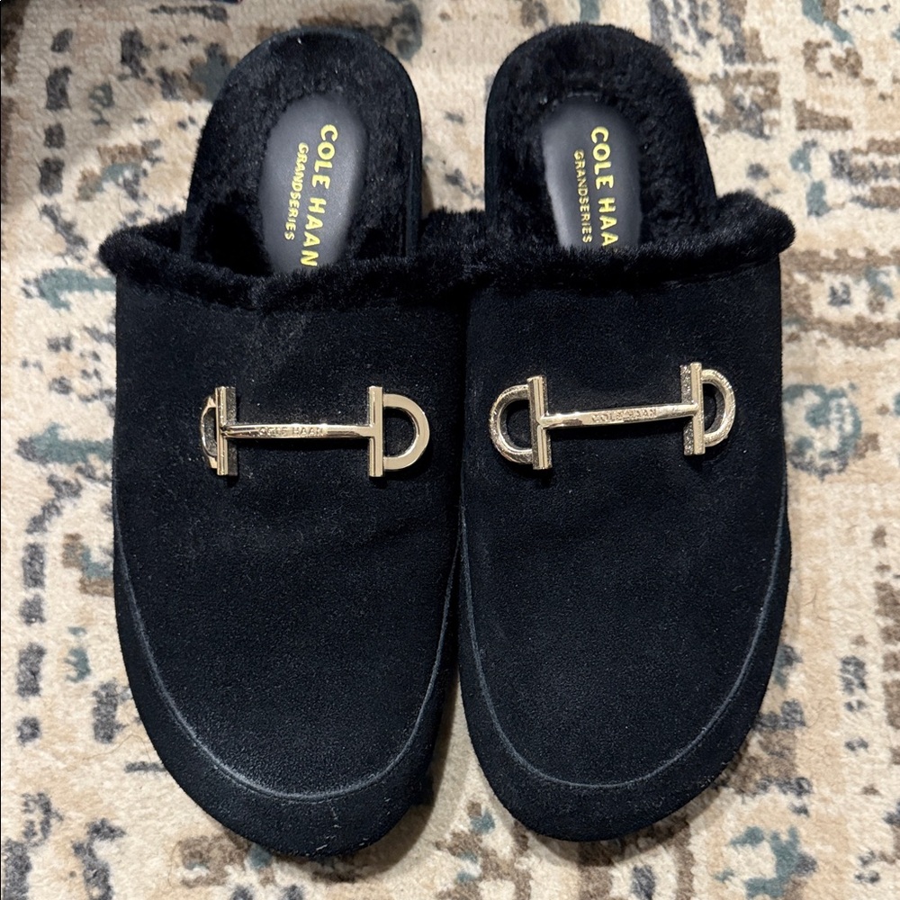 Cole‎ Haan Grand Series Black Horsebit Mule Slippers Quiet Luxury Old Money